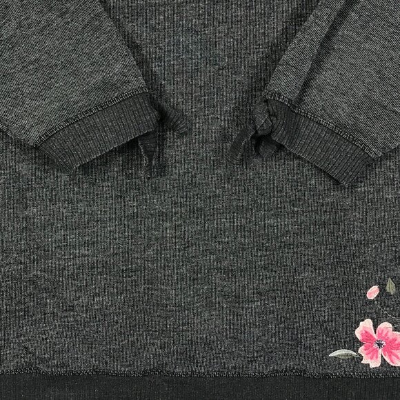 Maurices Sweater Womens 3 Gray Floral Embroidered Pullover Round Neck 3/4 Sleeve - Picture 7 of 15